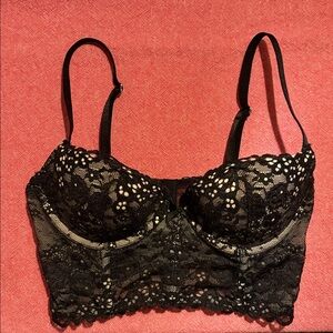 Victoria’s Secret Long Line Black Lace Corset Bra 34B